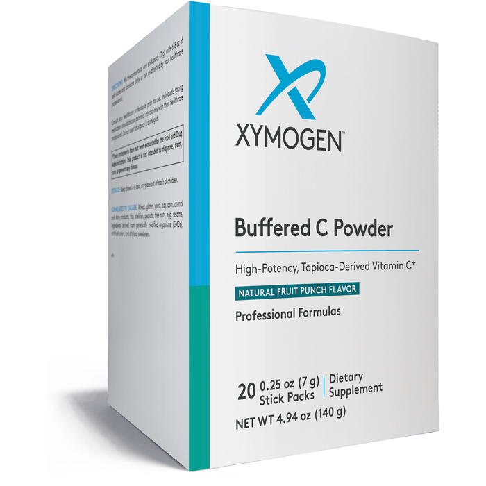 Xymogen Buffered C Powder Fruit Punch, 20 servings, front of box
