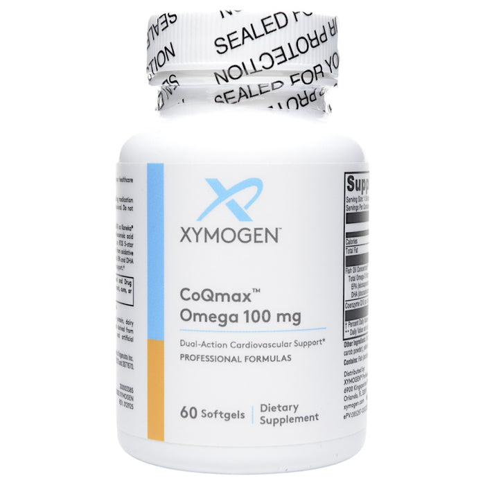 Xymogen CoQmax Omega 100 mg, 60 softgels, front of bottle
