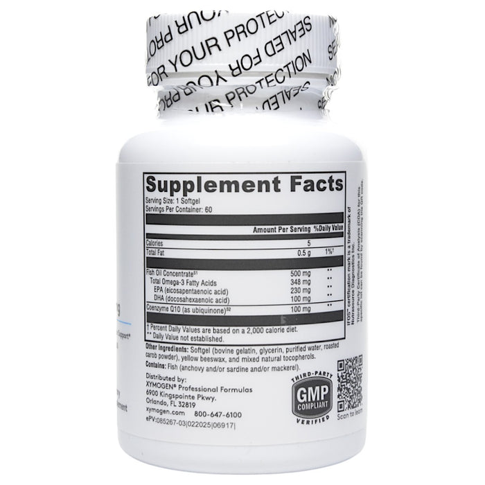 Xymogen CoQmax Omega 100 mg 60 softgels supplement facts label