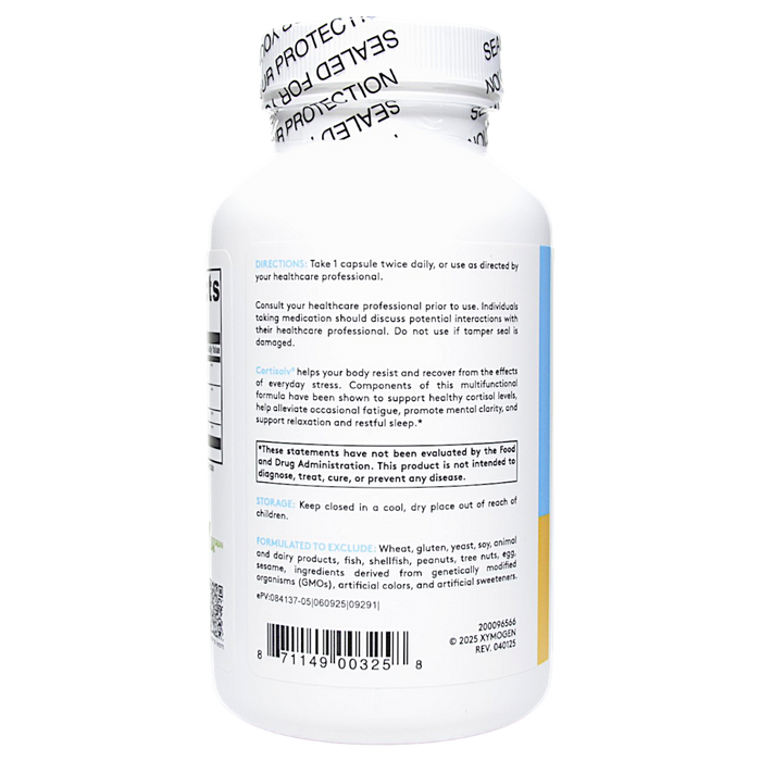 Xymogen Cortisolv 120 capsules directions label