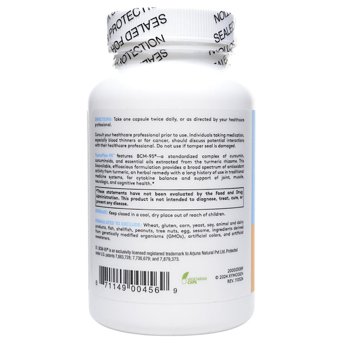 Xymogen CurcuPlex-95 120 capsules directions label