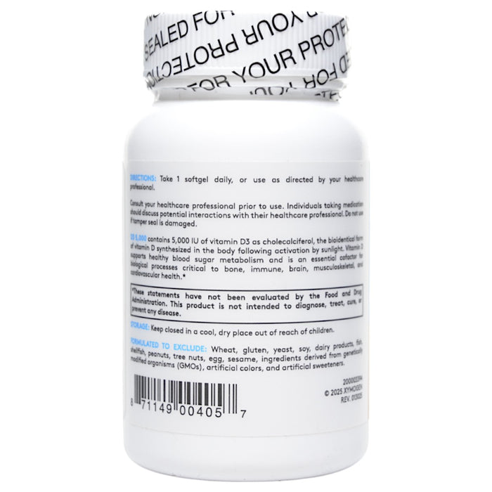 Xymogen D3 5000 60 softgels directions label