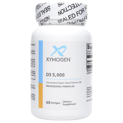 Xymogen D3 5000, 60 softgels, front of bottle