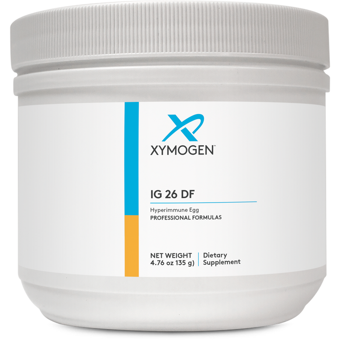 Xymogen IG 26 DF powder, 67.5 servings, front of canister