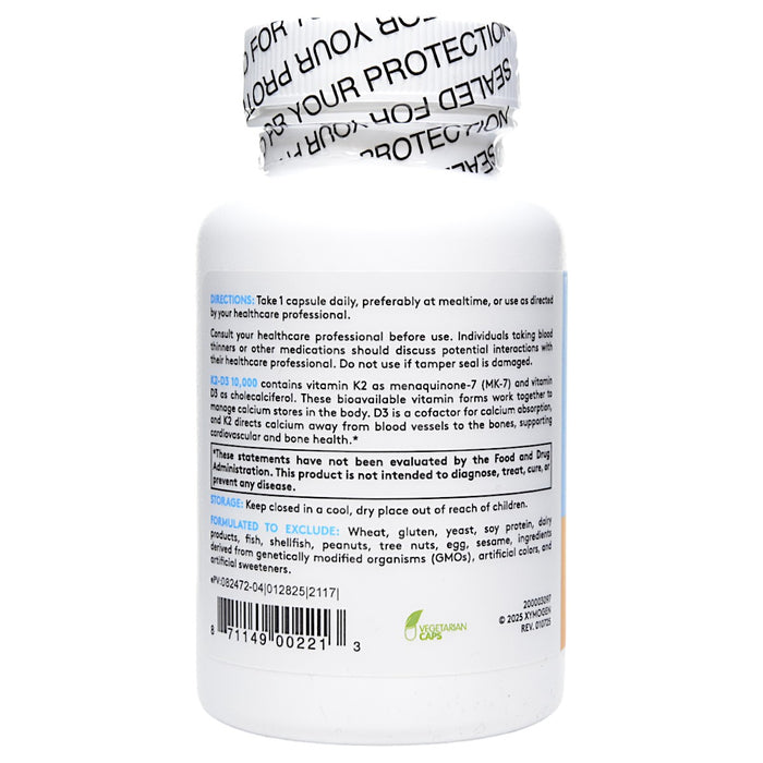 Xymogen K2-D3 10,000 120 capsules directions label