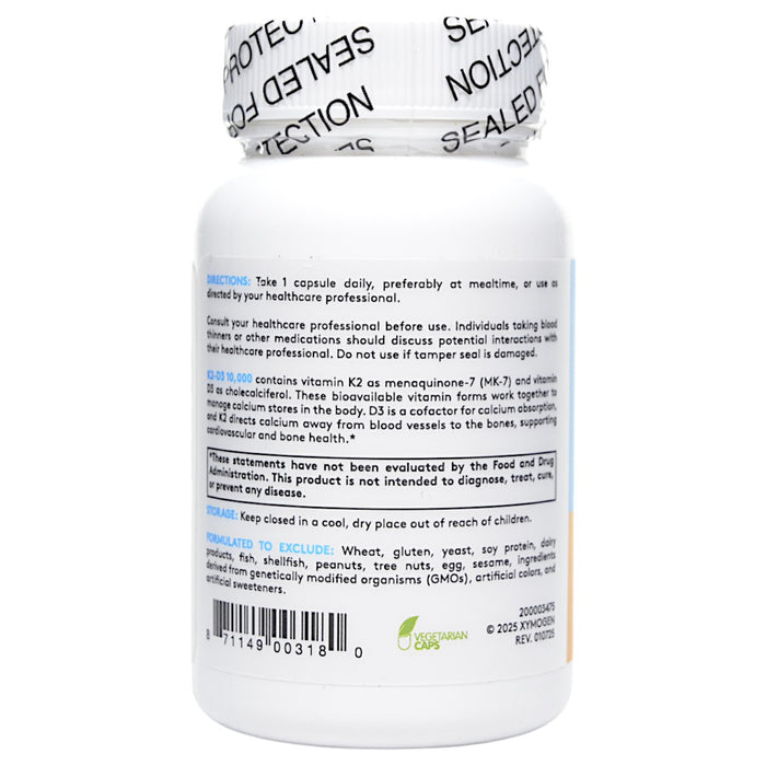 Xymogen K2-D3 10,000 60 capsules directions label