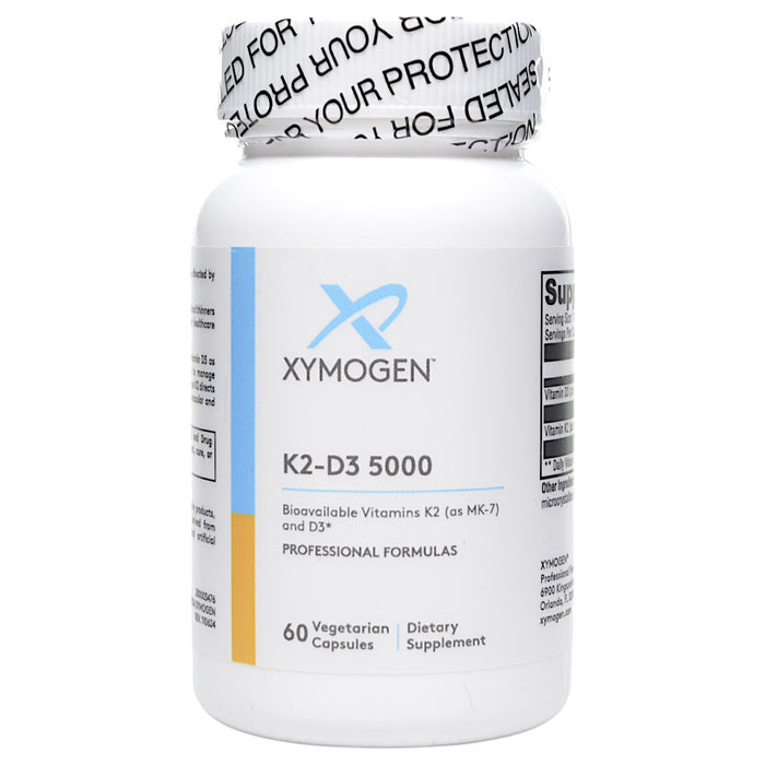 Xymogen K2-D3 5000, 60 capsules, front of bottle
