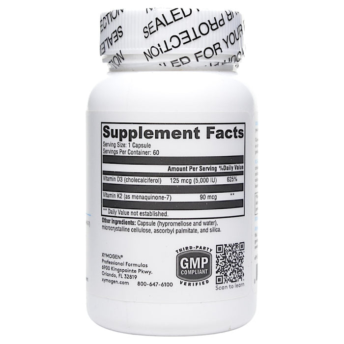 Xymogen K2-D3 5000 60 capsules supplement facts label