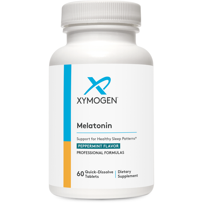 Xymogen Melatonin Peppermint 3 mg, 60 quick-dissolve tablets, front of bottle