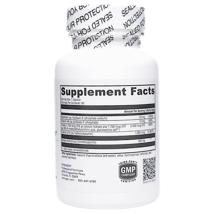 Xymogen Methyl Protect 60 capsules supplement facts label