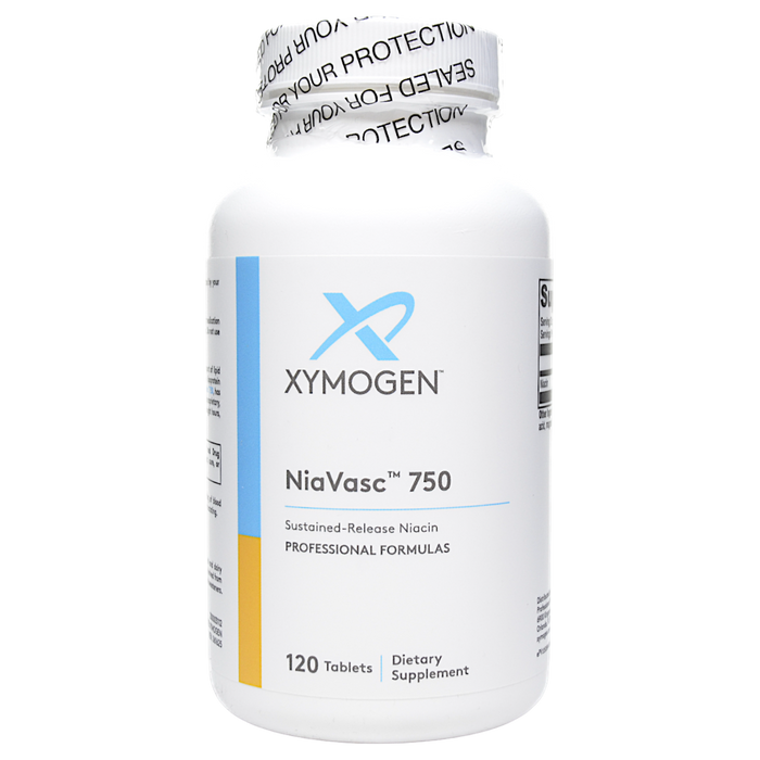 Xymogen NiaVasc 750, 120 tablets, front of bottle