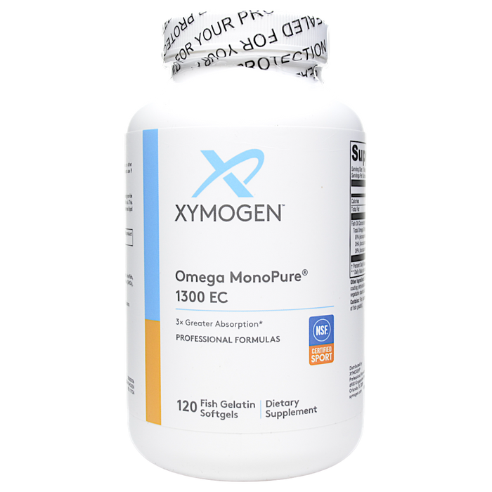 Xymogen Omega MonoPure 1300 EC, 120 softgels, front of bottle