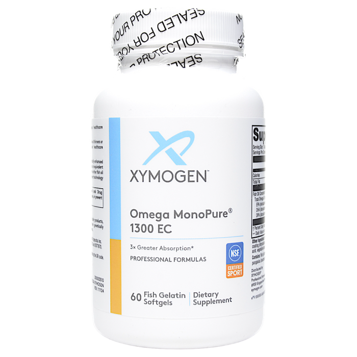 Xymogen Omega MonoPure 1300 EC, 60 softgels, front of bottle