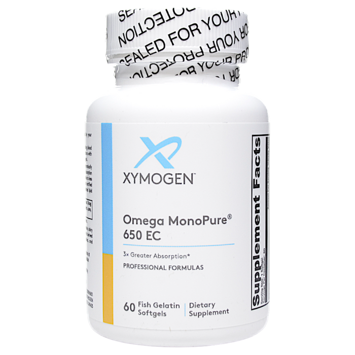 Xymogen Omega MonoPure 650 EC, 60 softgels, front of bottle