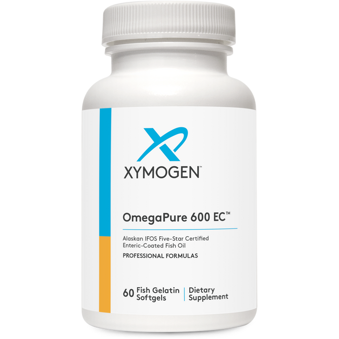 Xymogen OmegaPure 600 EC, 60 softgels, front of bottle