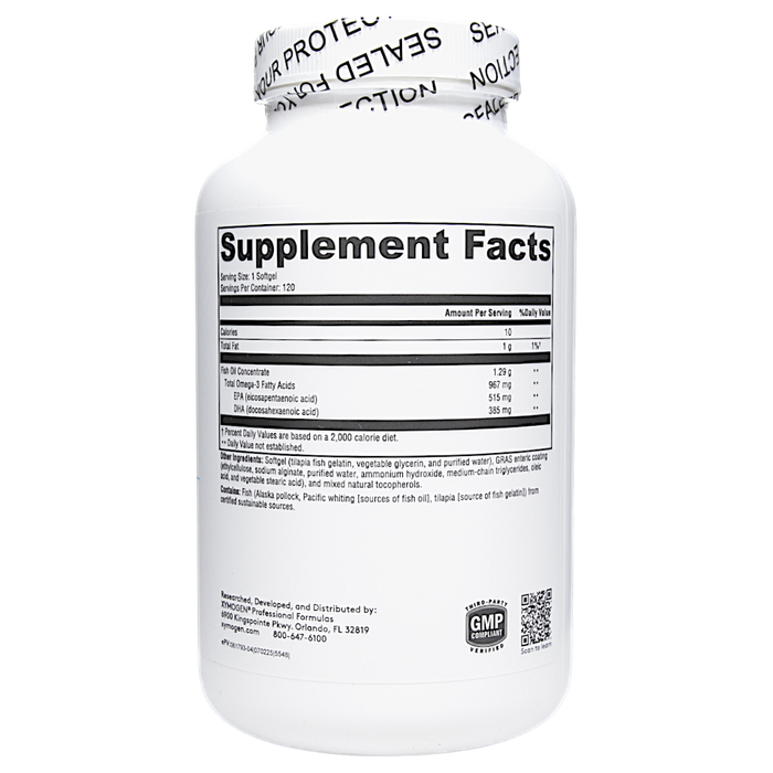 Xymogen OmegaPure 900 EC 120 softgels supplement facts label