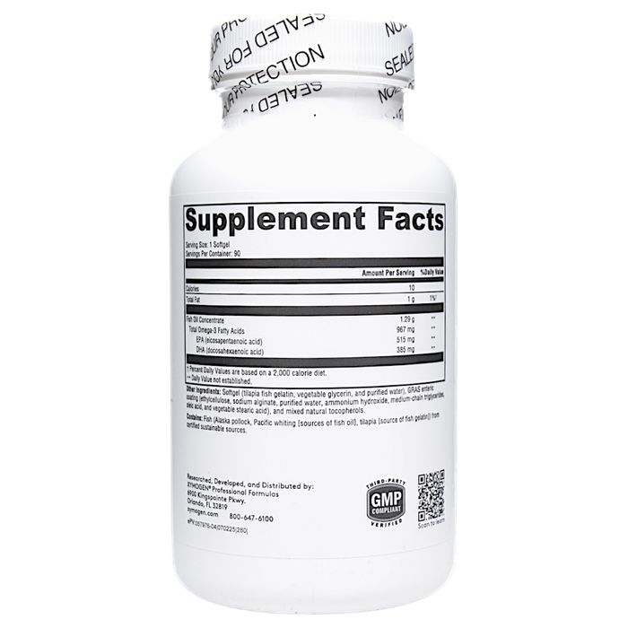 Xymogen OmegaPure 900 EC 90 softgels supplement facts label