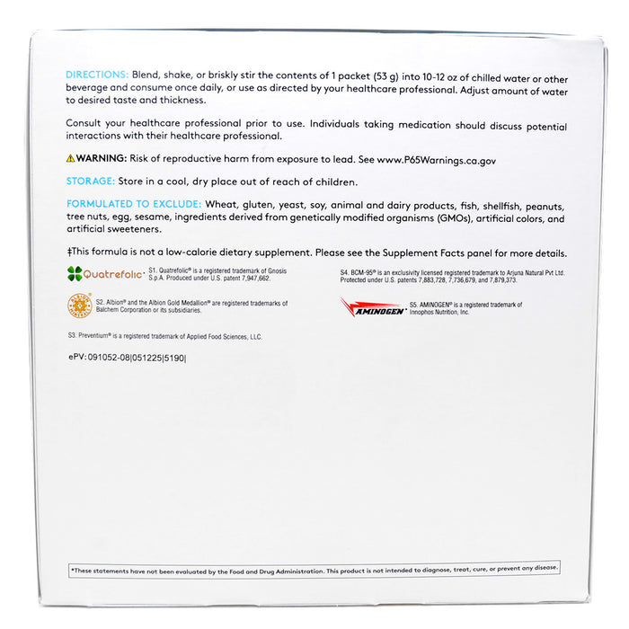 Xymogen OptiCleanse GHI Creamy Chocolate (Sugar- & Stevia-Free) 20 servings directions label