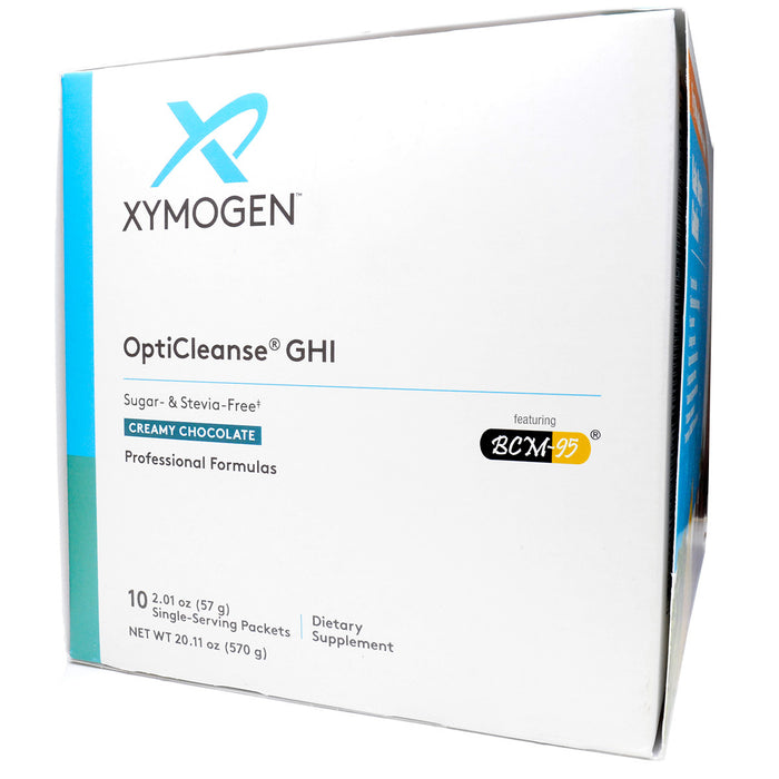 Xymogen OptiCleanse GHI Creamy Chocolate (Sugar- & Stevia-Free), 20 servings, front of box