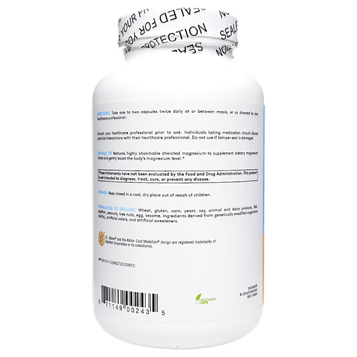Xymogen OptiMag 125 240 capsules directions label