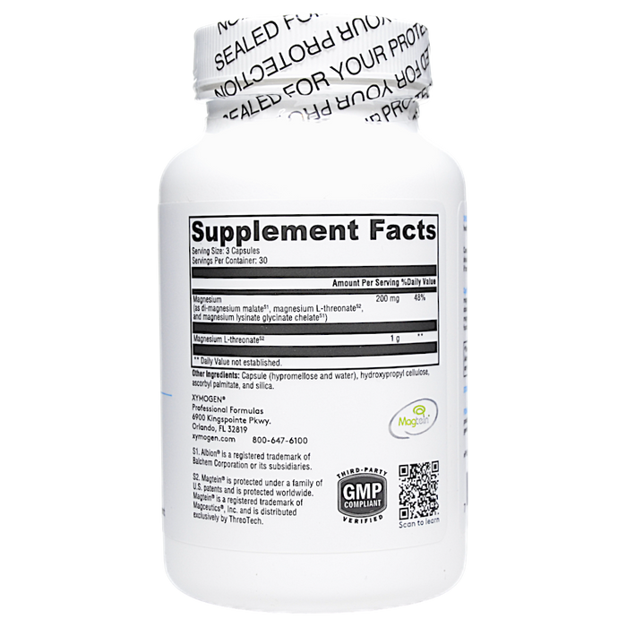 Xymogen OptiMag Neuro 90 capsules supplement facts label