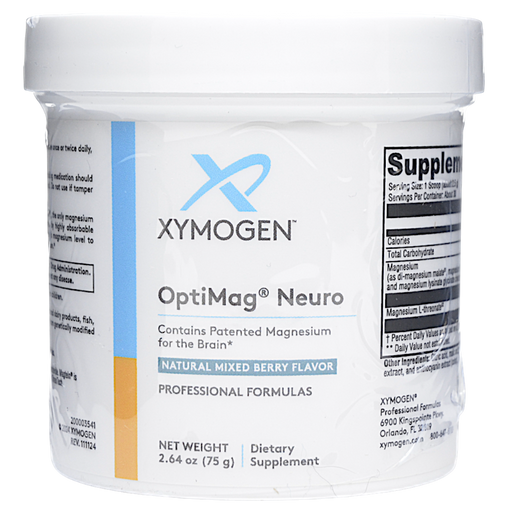 Xymogen OptiMag Neuro Mixed Berry powder, 30 servings, front of canister