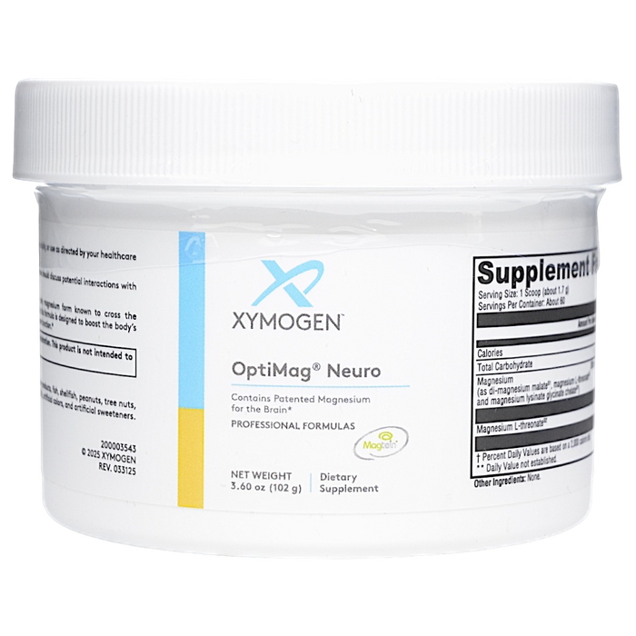 Xymogen OptiMag Neuro Unflavored powder, 60 servings, front of canister