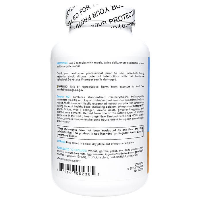 Xymogen Ossopan MD 240 capsules directions label