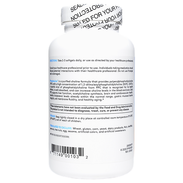 Xymogen PhosphaLine 2700 mg 100 softgels directions label
