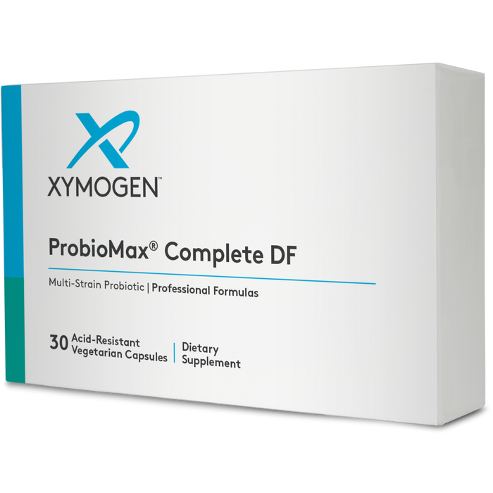 Xymogen ProbioMax Complete DF, 30 capsules, front of box