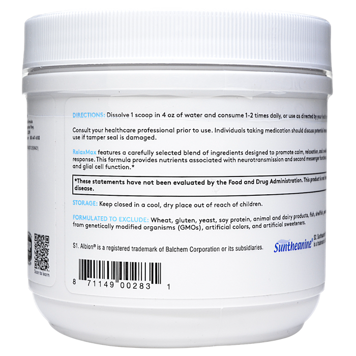 Xymogen RelaxMax Cherry powder 60 servings directions label