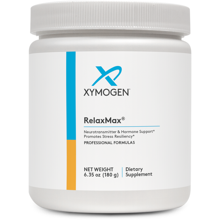 Xymogen RelaxMax Unflavored powder, 60 servings, front of canister