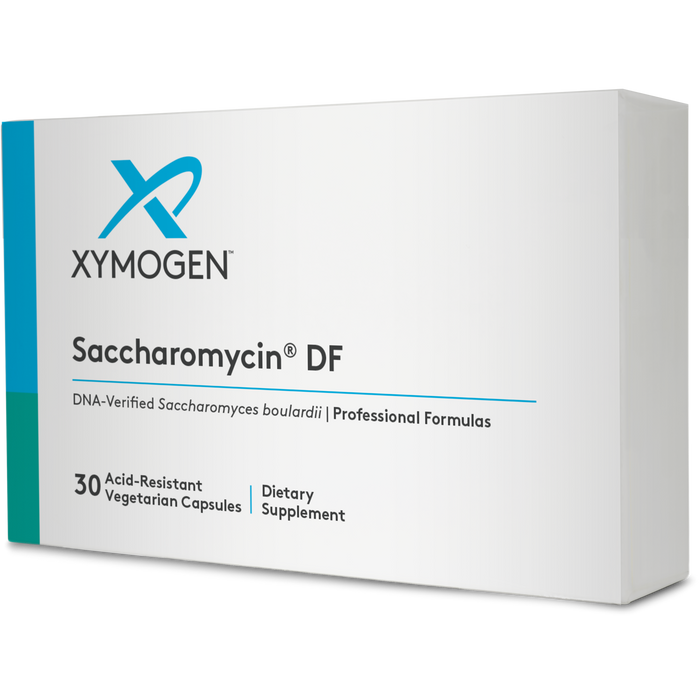 Xymogen Saccharomycin DF, 30 capsules, front of box