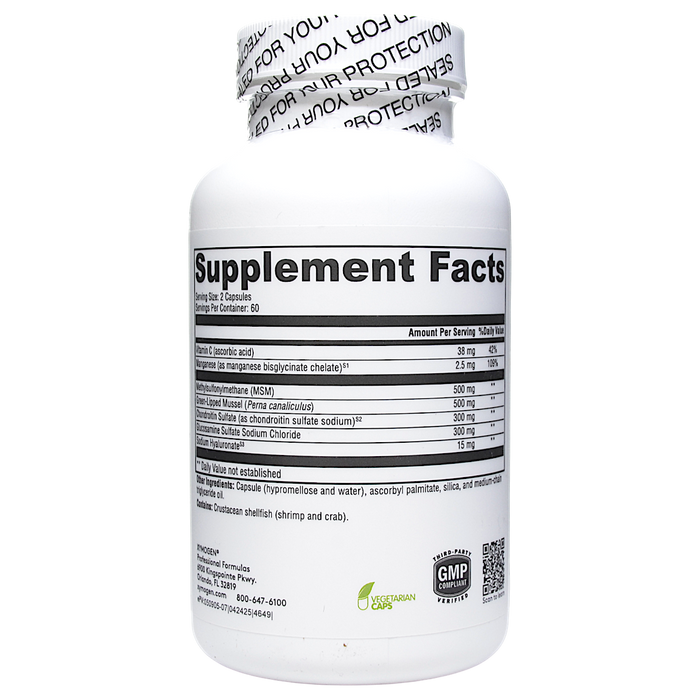 Xymogen SynovX DJD 120 capsules supplement facts label