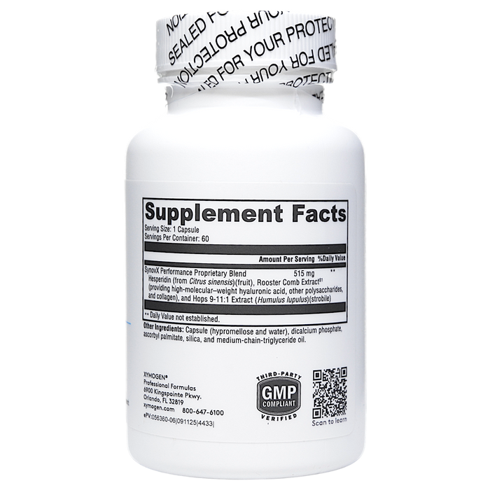 Xymogen SynovX Performance 60 capsules supplement facts label