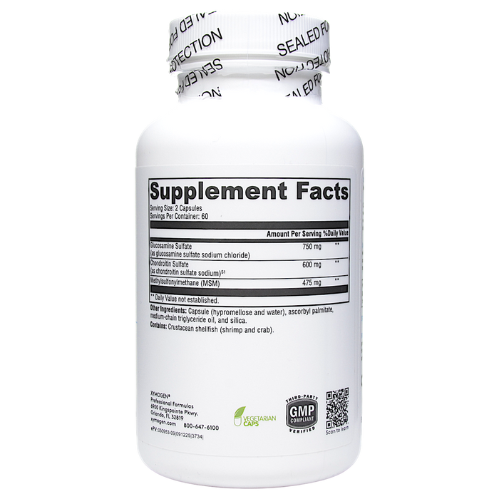 Xymogen SynovX Recovery 120 capsules supplement facts label