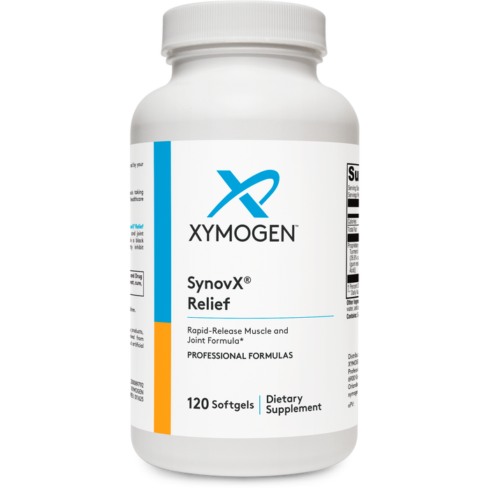 Xymogen SynovX Relief, 120 softgels, front of bottle