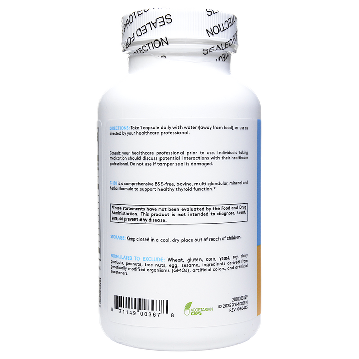 Xymogen T-150 120 capsules directions label