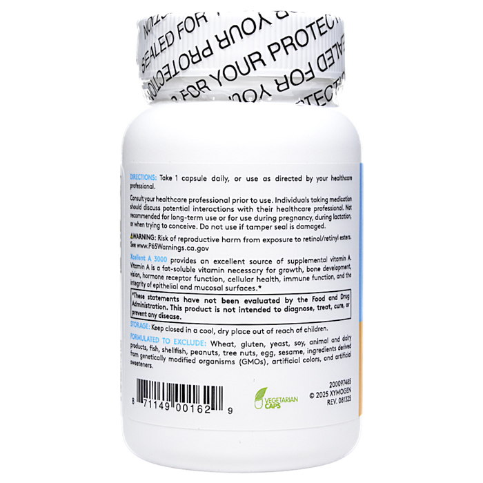 Xymogen Xcellent A 3000 60 capsules directions label