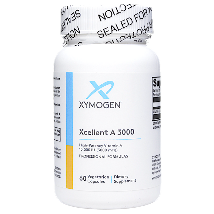 Xymogen Xcellent A 3000, 60 capsules, front of bottle