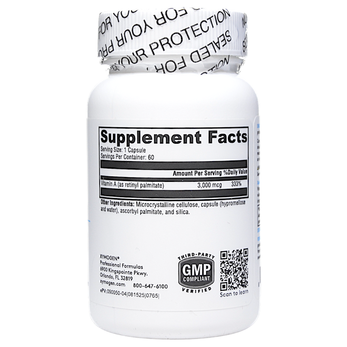 Xymogen Xcellent A 3000 60 capsules supplement facts label