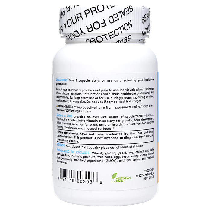 Xymogen Xcellent A 7500 60 capsules directions label