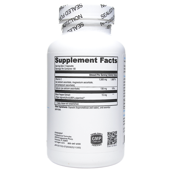 Xymogen Xcellent C 120 capsules supplement facts label