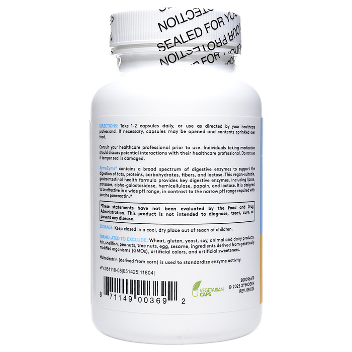 Xymogen XymoZyme 120 capsules directions label