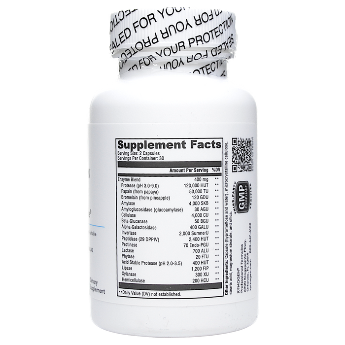 Xymogen XymoZyme 60 capsules supplement facts label