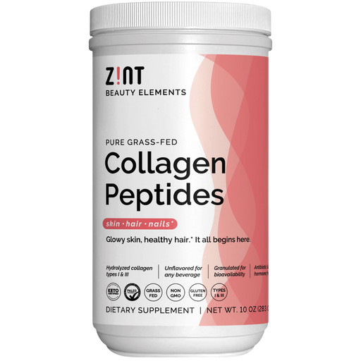 Zint Nutrition Collagen Peptides Unflavored, 10 oz, front of tub