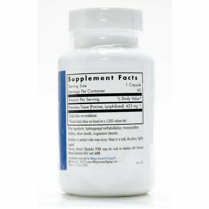 Allergy Research Group, Pancreas Pork 425 mg 60 vcaps