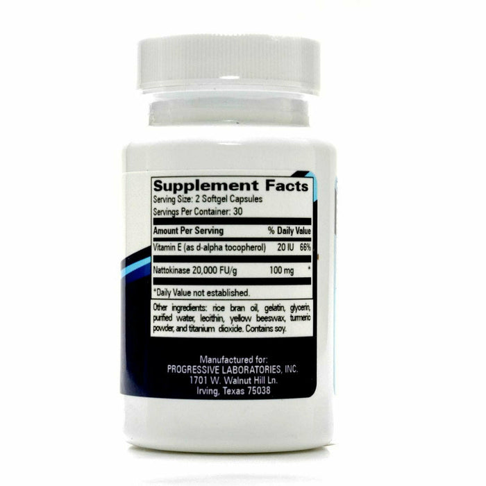 Nattokinase with Vitamin E 60 gels by Progressive Labs
