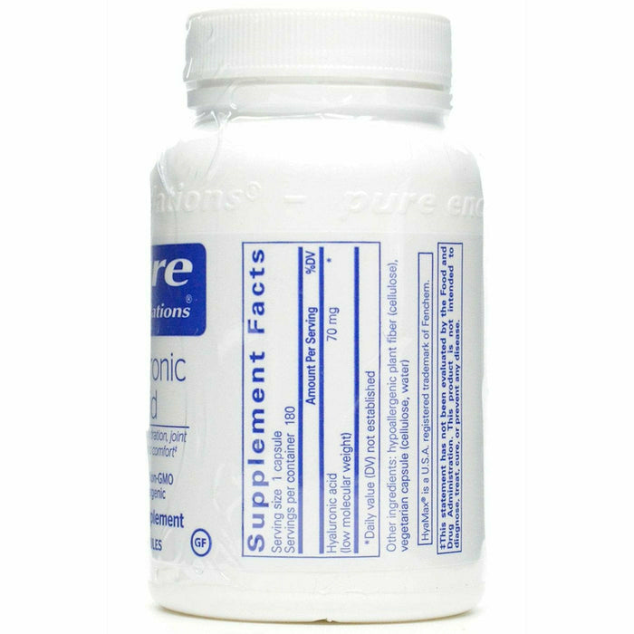 Pure Encapsulations, Hyaluronic Acid 70 mg 180 capsules Supplement Facts Label