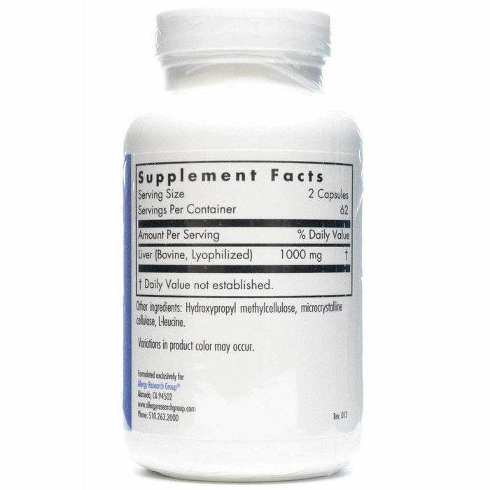 Liver Beef 1000 mg 125 vcaps by Allergy Research Group Supplement Facts